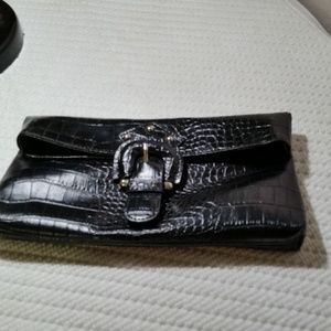 NINE WEST Foldover Clutch BLACK